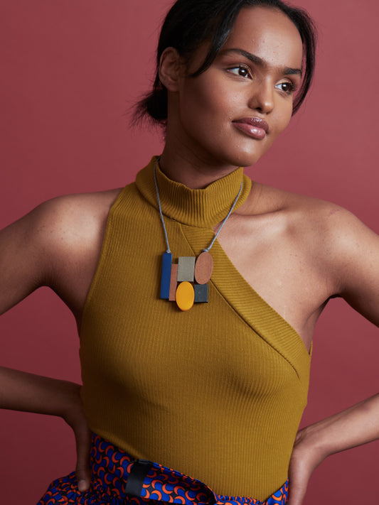African Geometric Necklace - Square Ecco