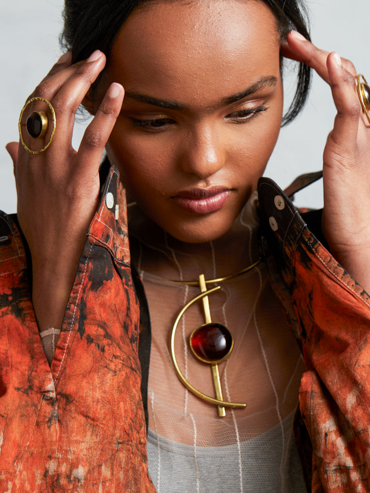 African Brass Necklace - Honey Nairo Choker