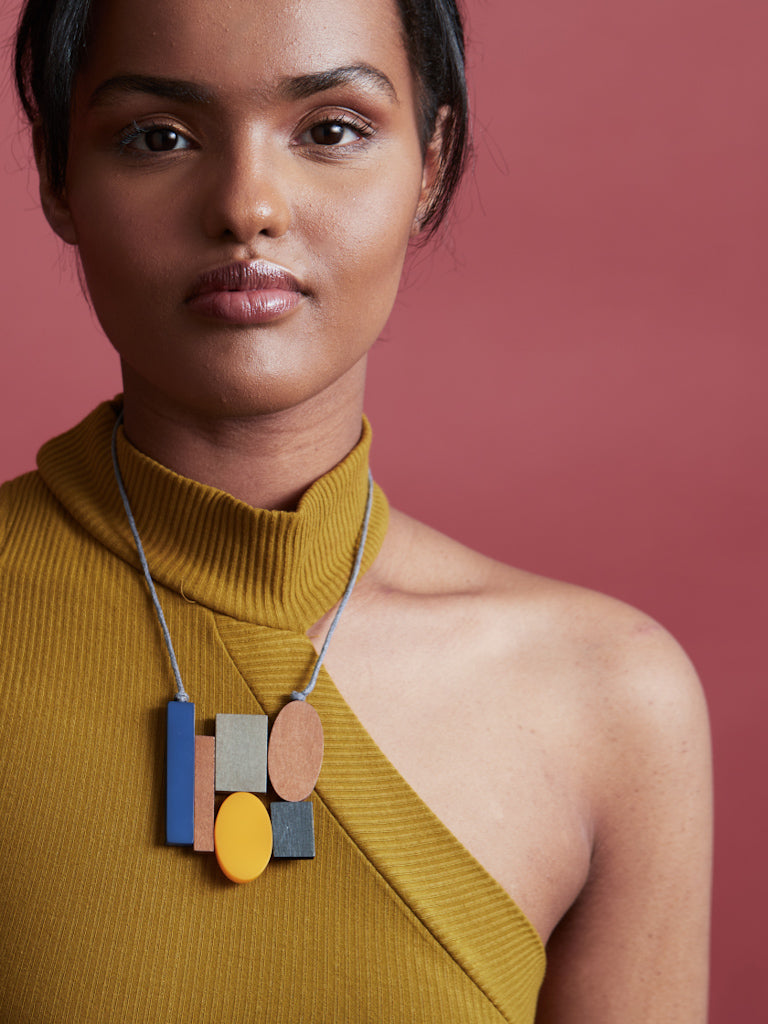 African Geometric Necklace - Square Ecco
