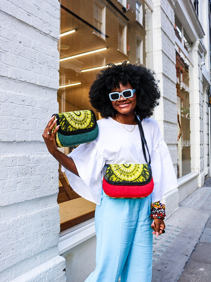 Solar Green African Bag -Red Jute - Cecefinery.com