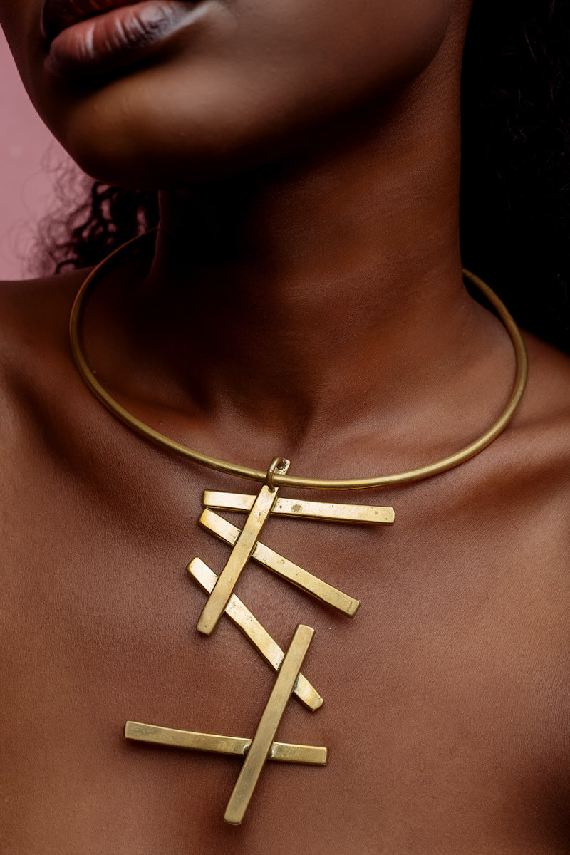 African Brass Necklace - Zigzag MSTARI