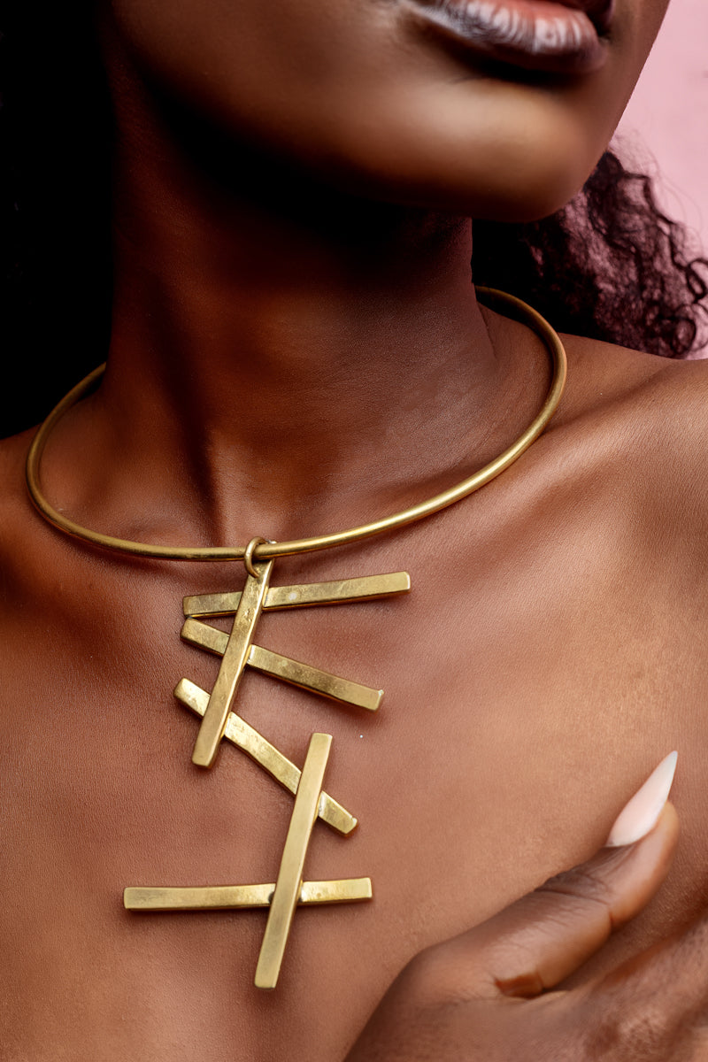 African Brass Necklace - Zigzag MSTARI