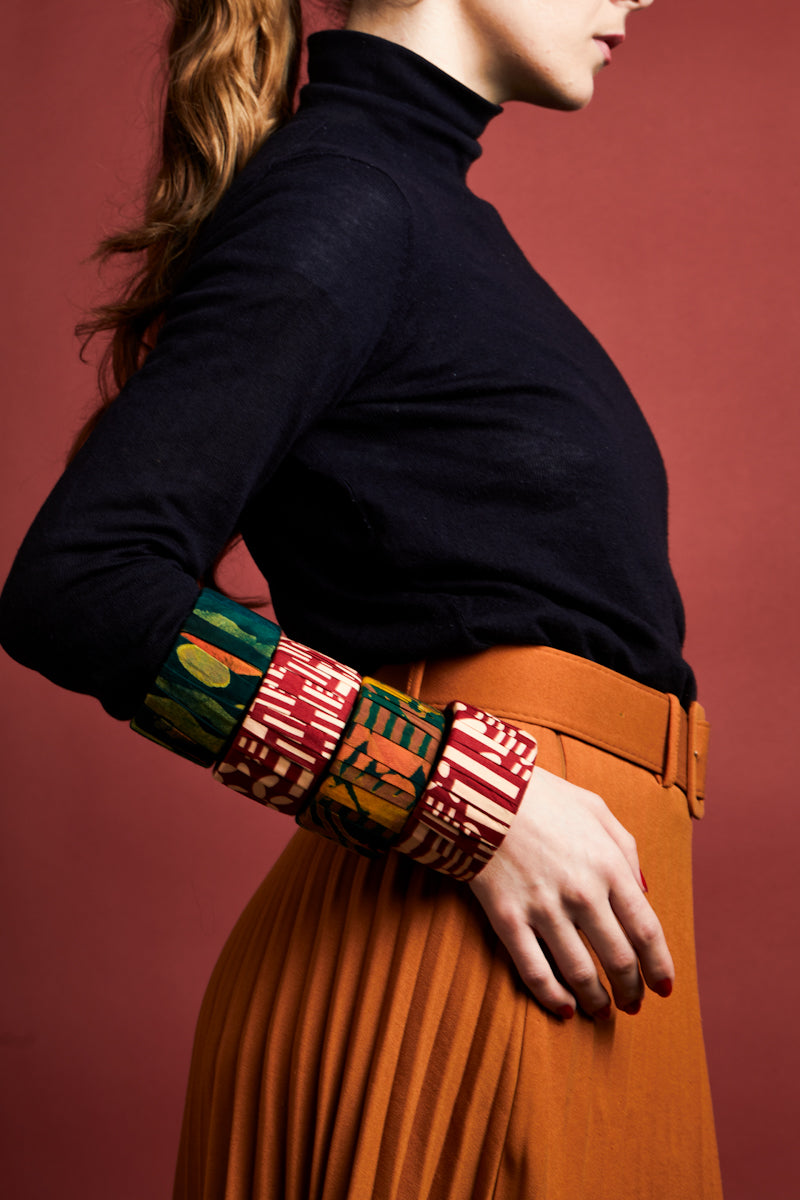 African print bangles - Brown Summer
