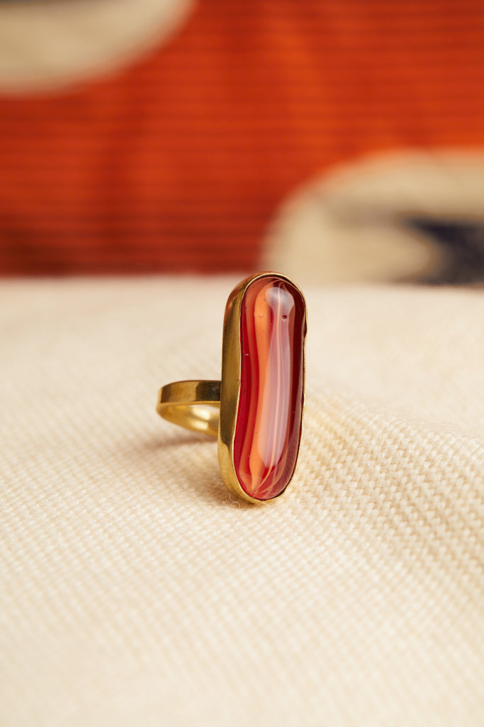 Glass Jelly Ring - Amber Red - Cece Finery