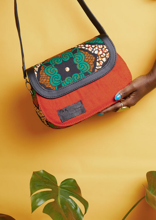 African Print Crossbody Bag -Red
