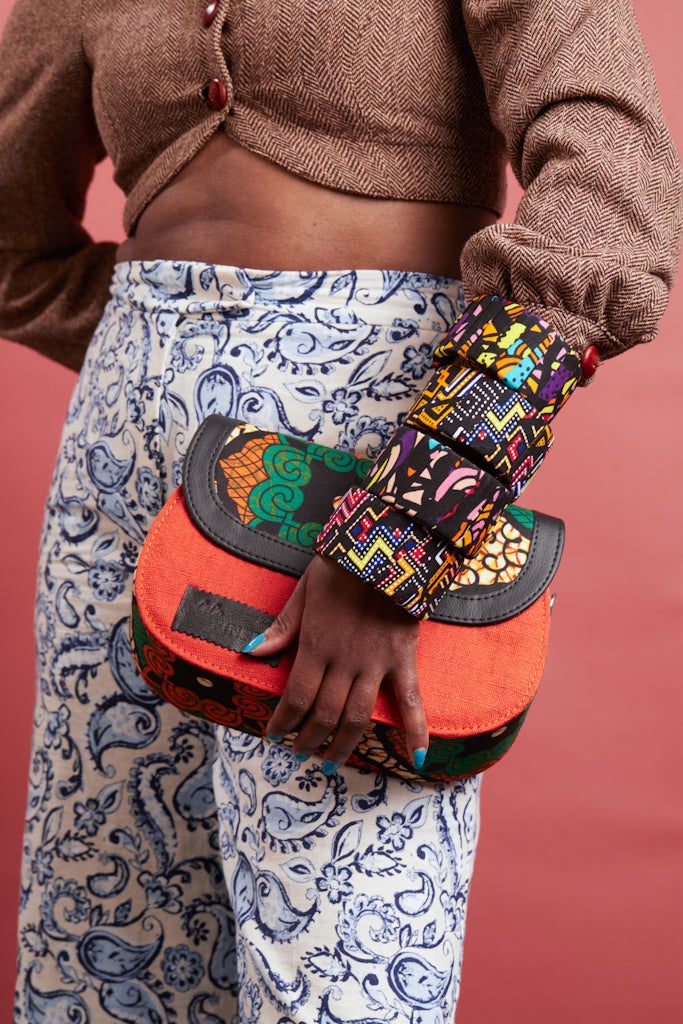 African Print Crossbody Bag -Red