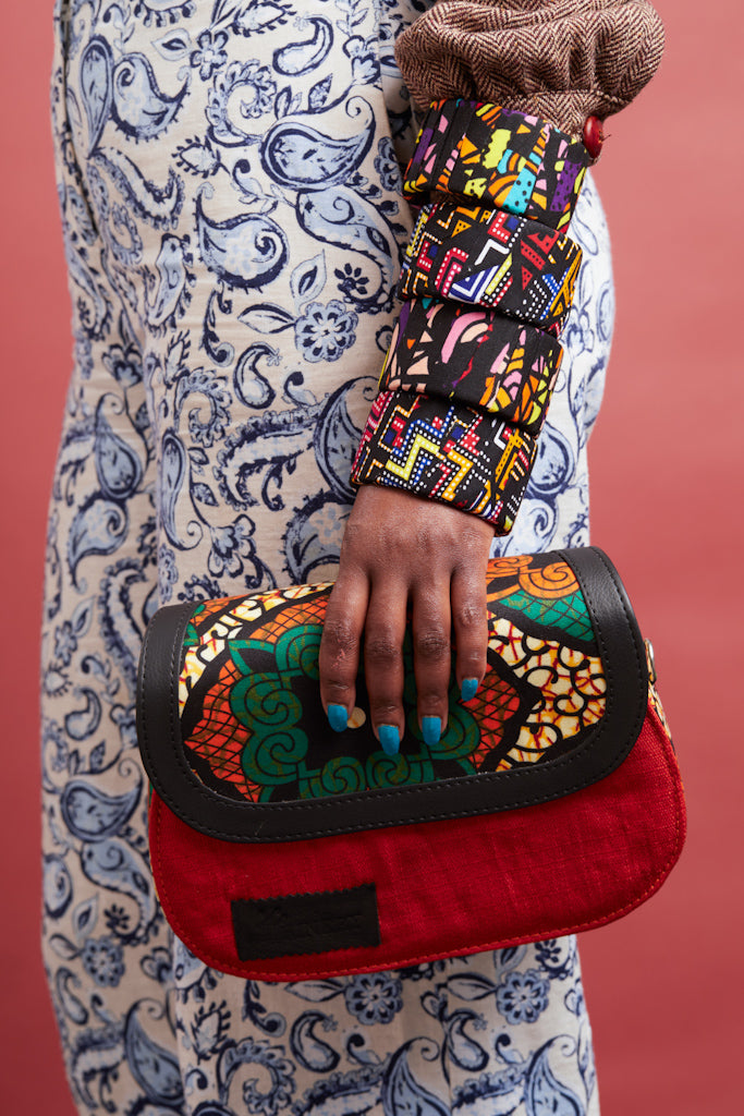 African Print Crossbody Bag -Red