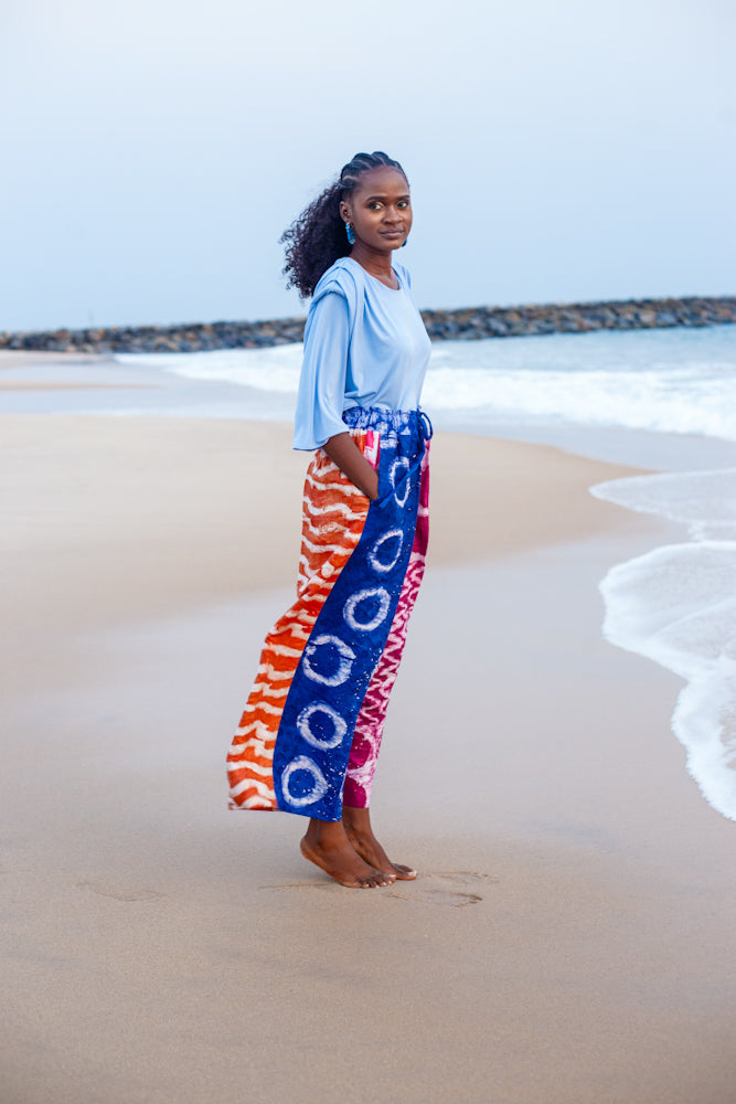 Adire Trousers - Pink/Blue