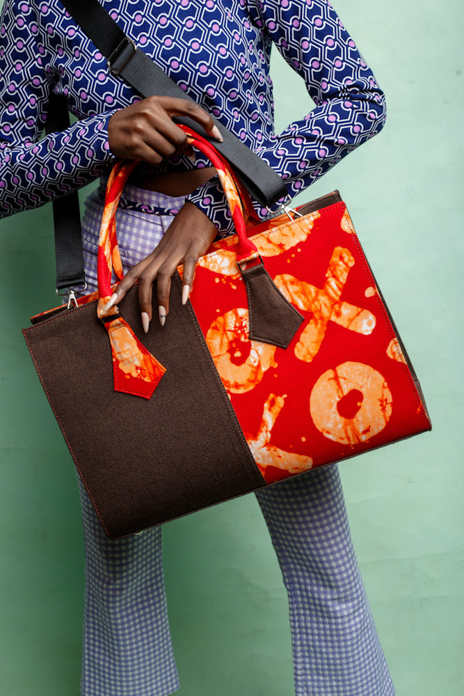 African Print Weekend bag- Orange