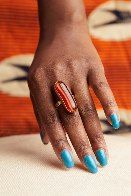 Glass Jelly Ring - Amber Red - Cece Finery