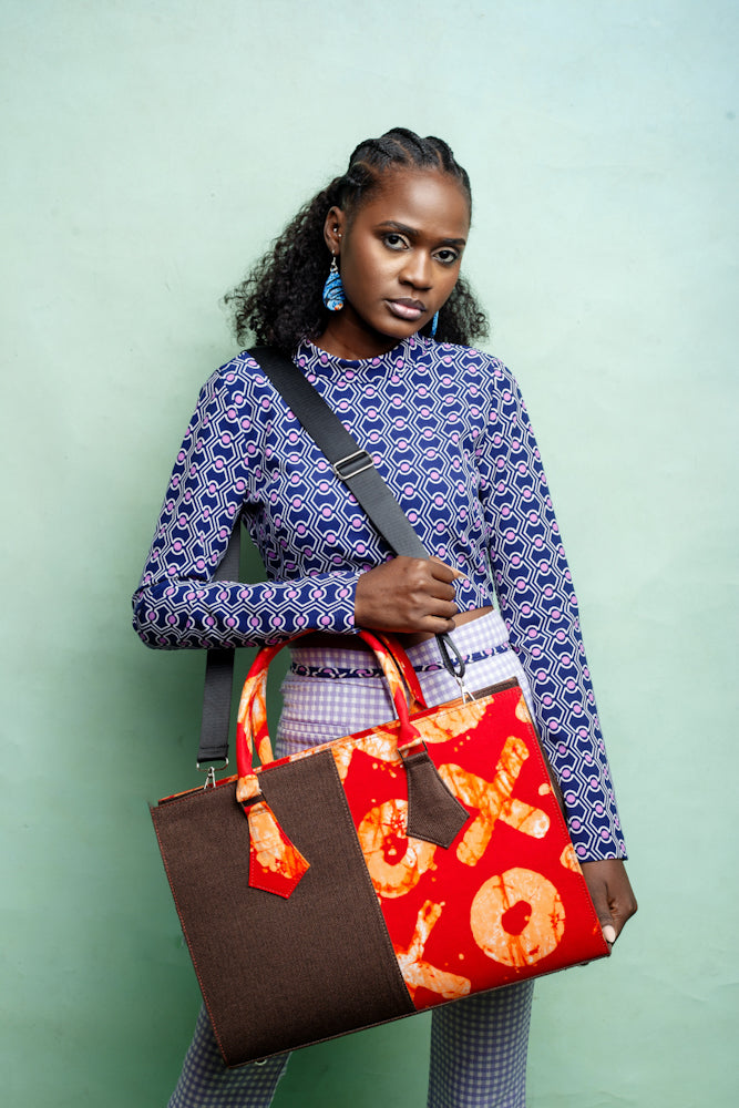 African Print Weekend bag- Orange