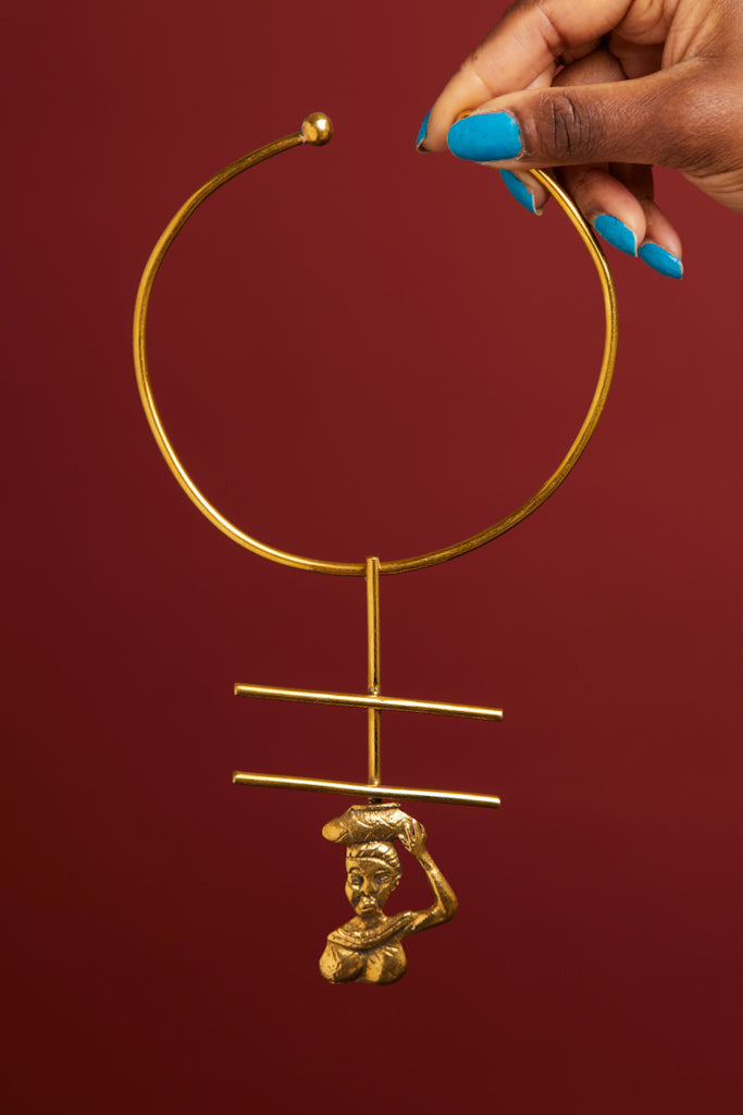 African Brass Necklace- Woman