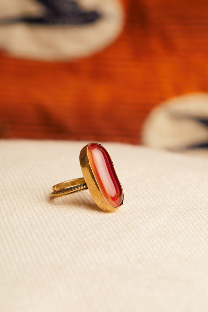 Glass Jelly Ring - Amber Red - Cece Finery
