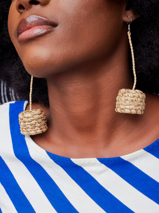 African rattan earrings- Panié