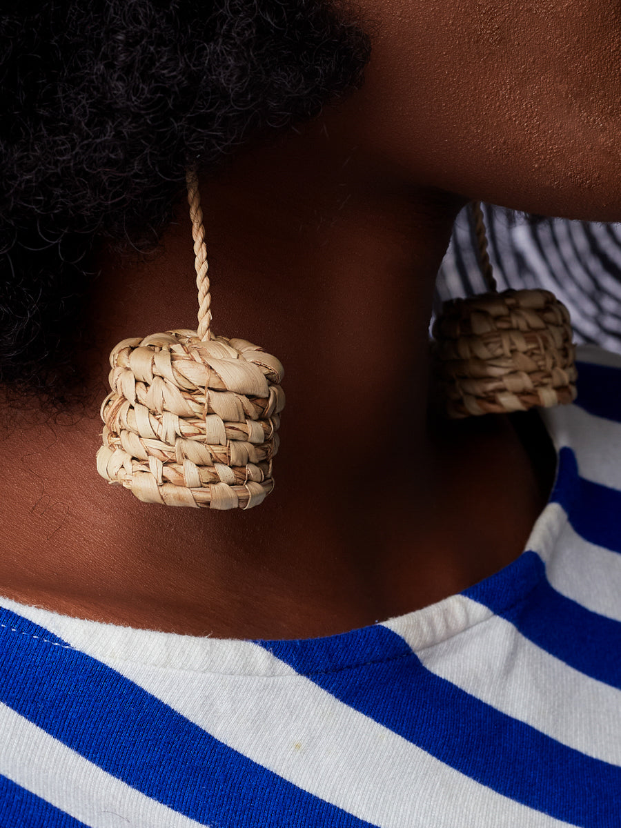 African rattan earrings- Panié