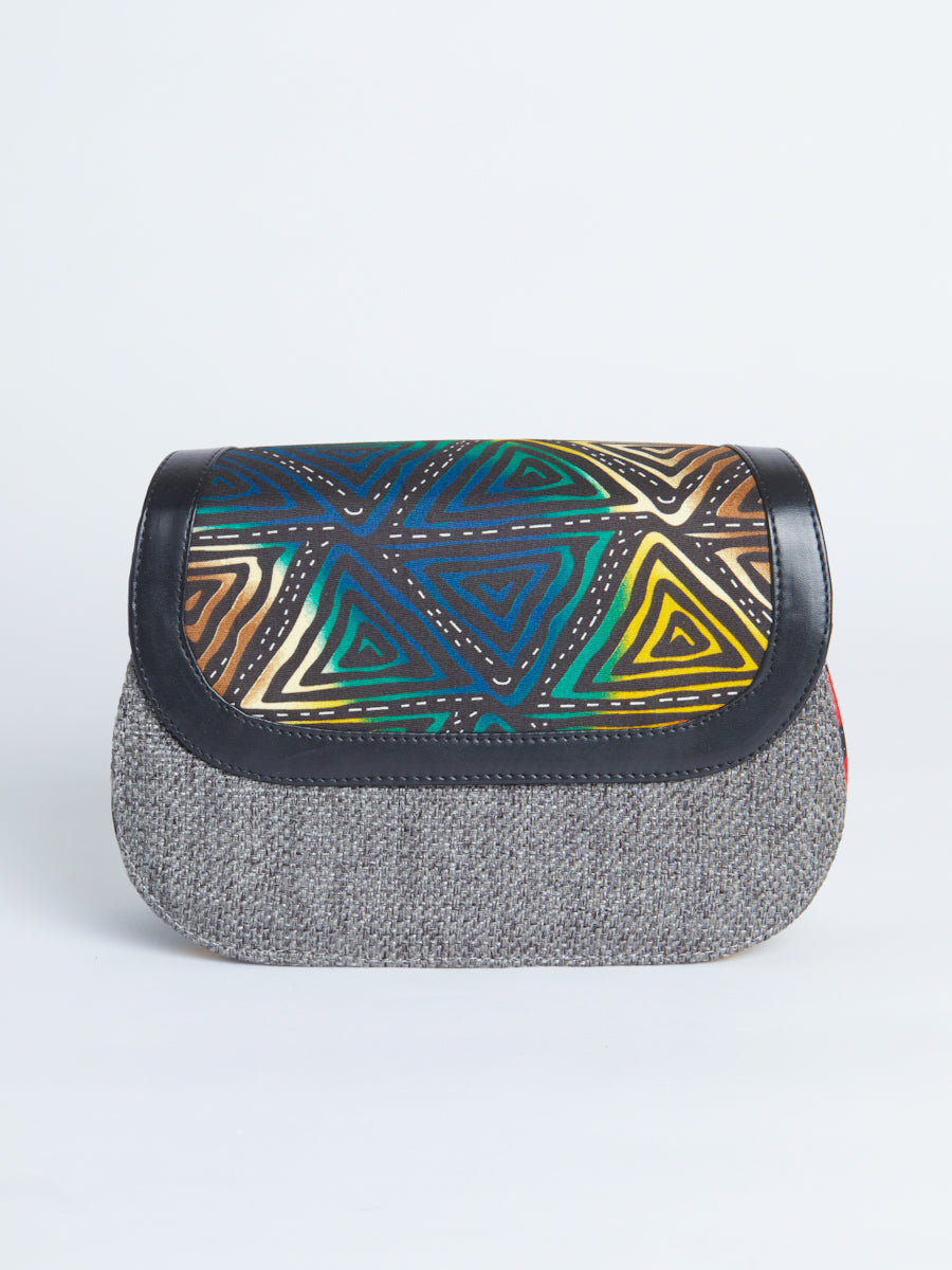 African print crossbody bag- Green Jute