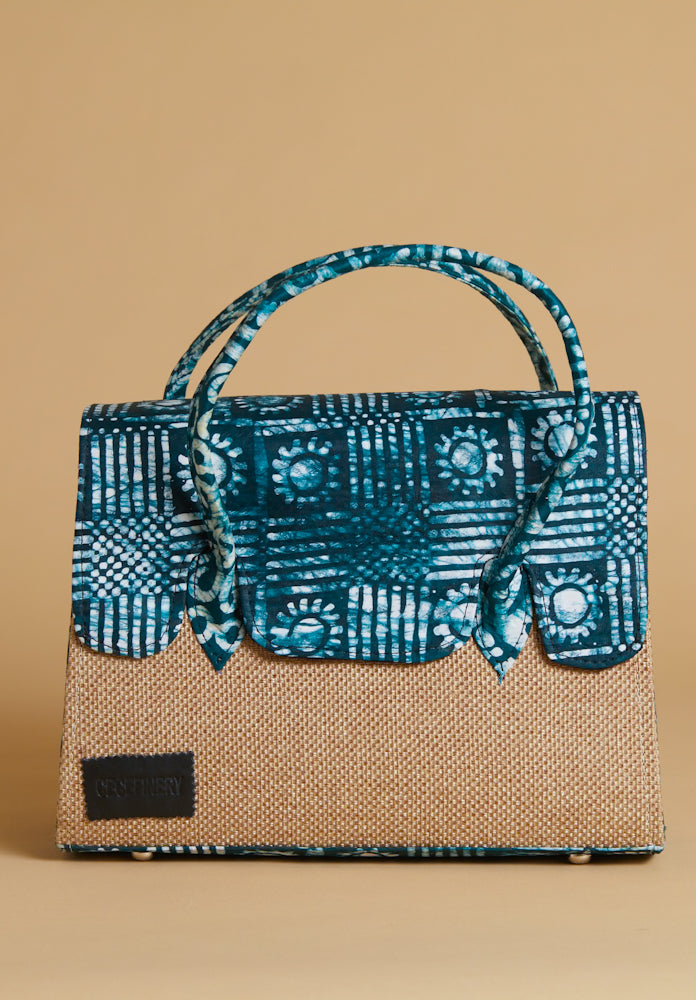 African print tote bag- the WANI- TURQUOISE