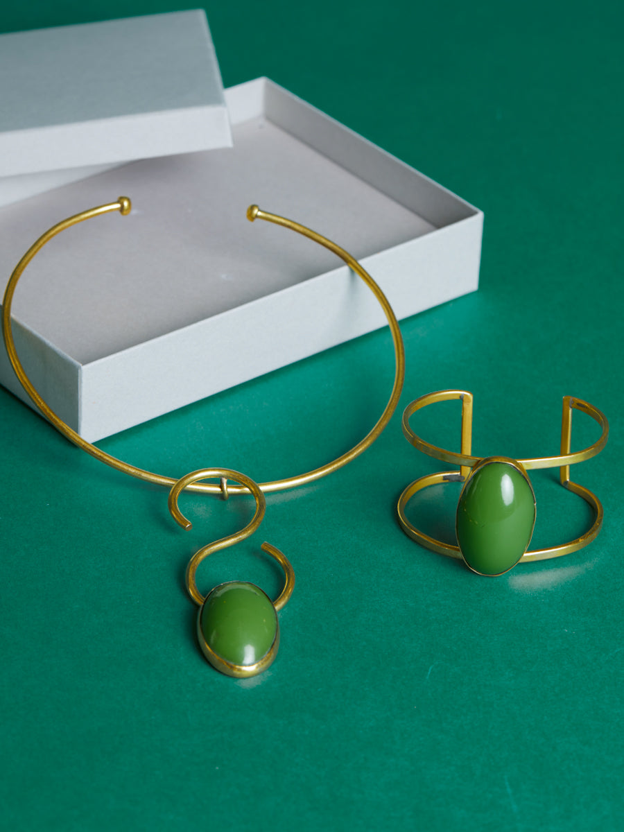 African Jewelry - Green Nairo Set