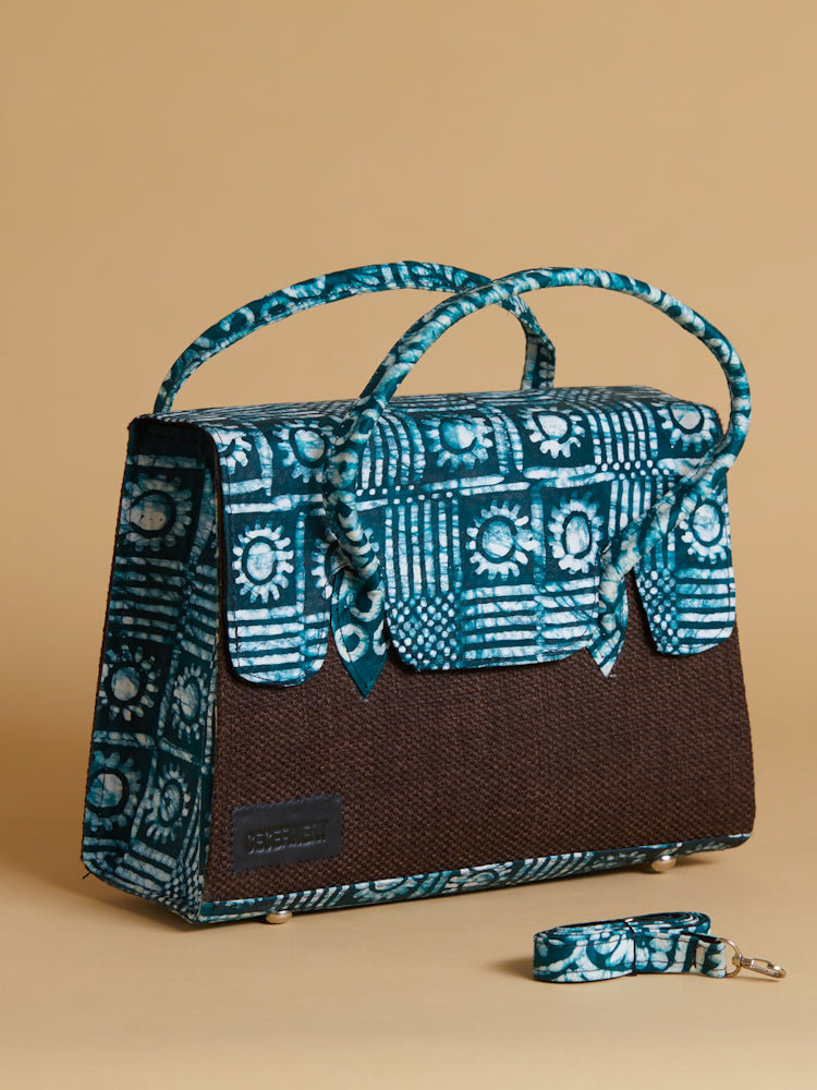 African print tote bag- the WANI- TURQUOISE