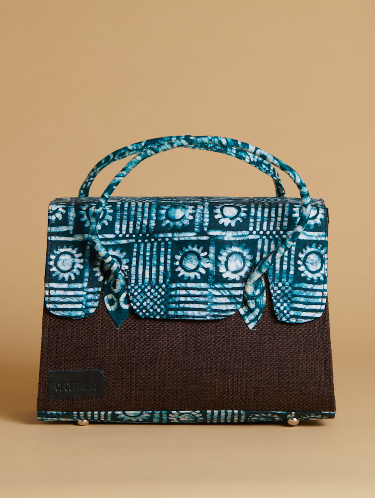 African print tote bag- the WANI- TURQUOISE