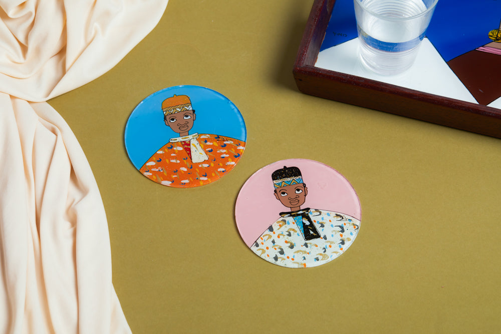 Dak Afro-chic glass coasters - The girl
