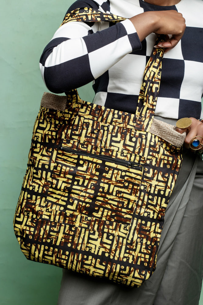 Reversible Jute tote bag - Yellow