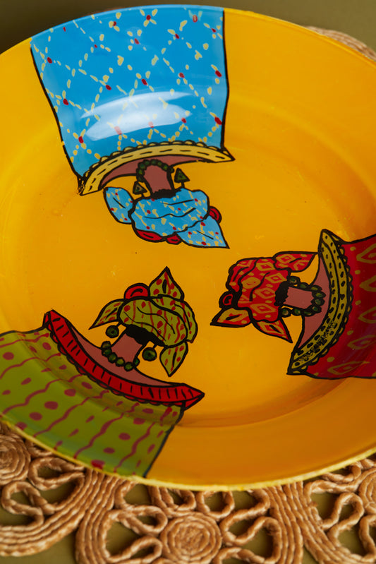 Dak Afro-chic glass Plate - Three queens