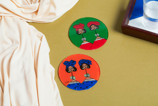 Dak Afro-chic glass coasters - Bright Twins