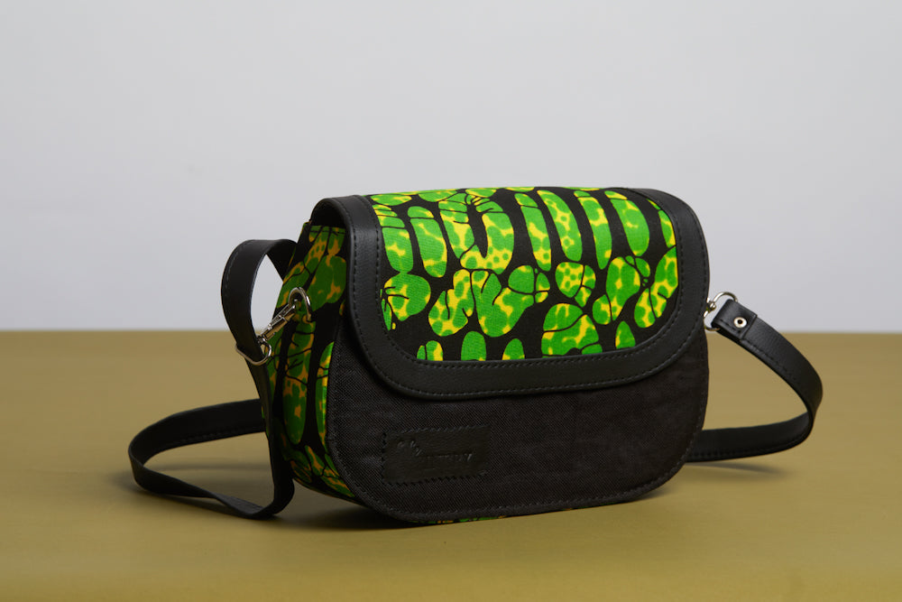 African Print Crossbody bag- Green Motifs