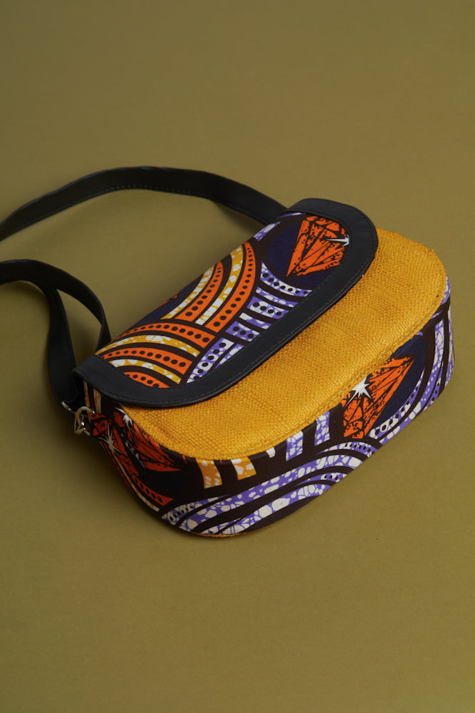 African Print Crossbody bag- Yellow