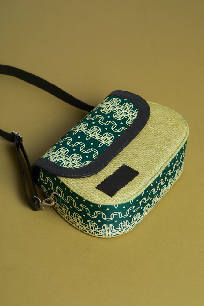 African Print Crossbody bag- Light Green
