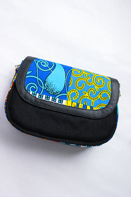 African print crossbody bag- Black Jute