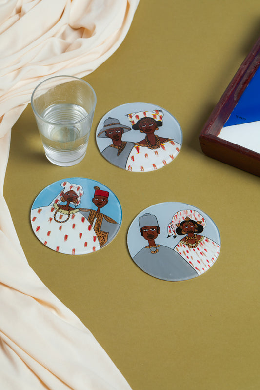 Dak Afro-chic glass coasters - Cool couple