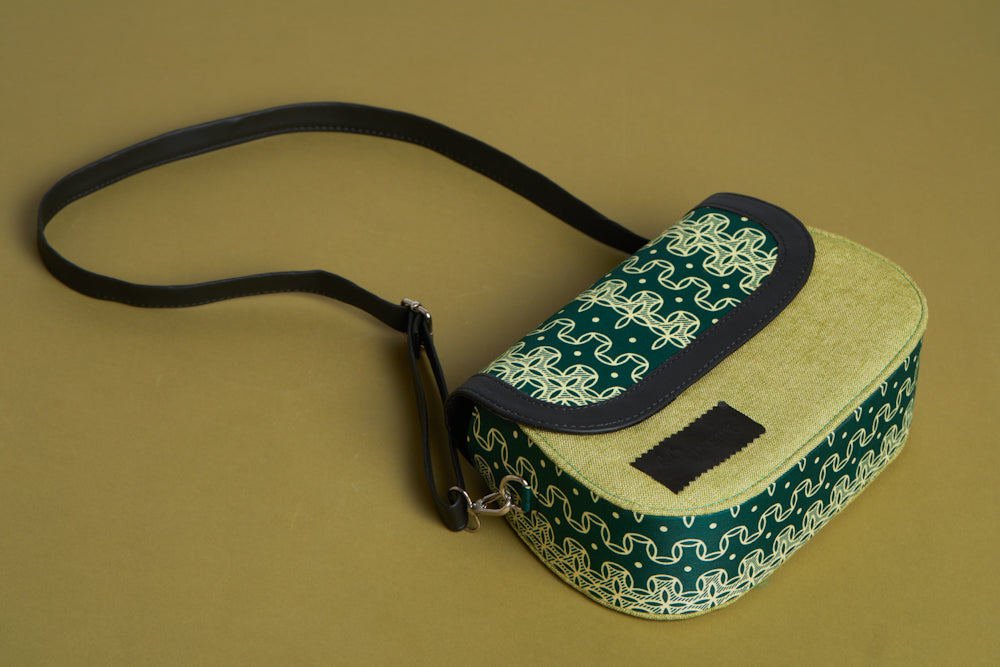 African Print Crossbody bag- Light Green