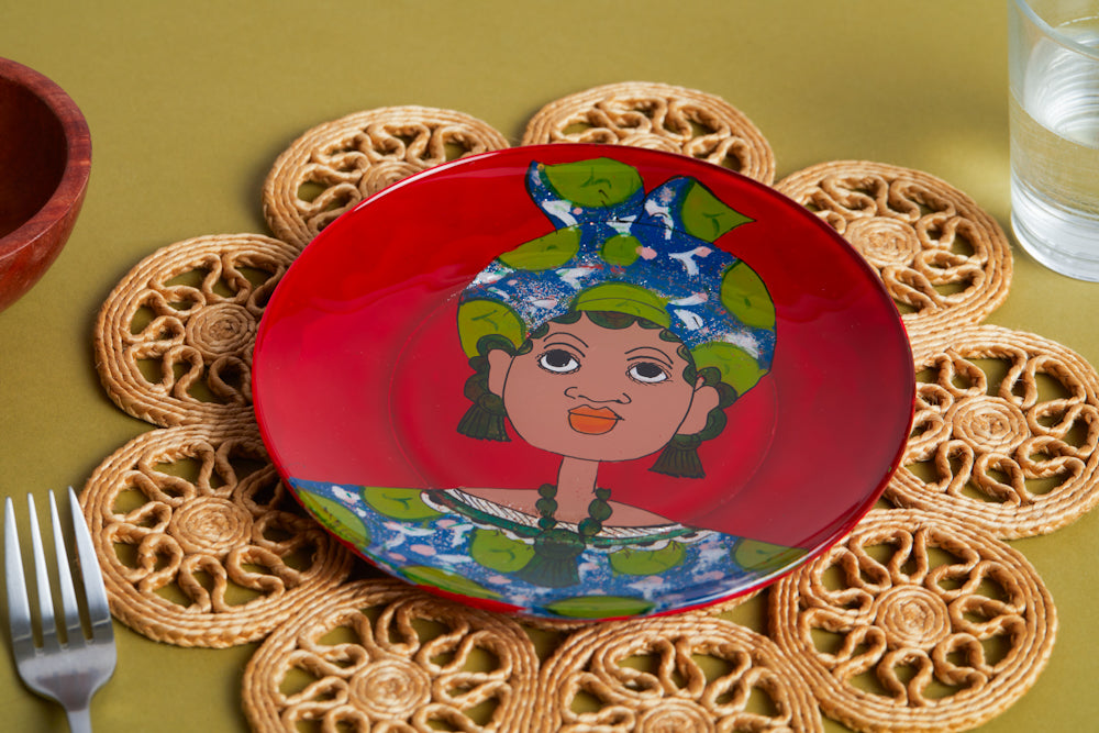 Dak Afro-chic glass Plate - Nana