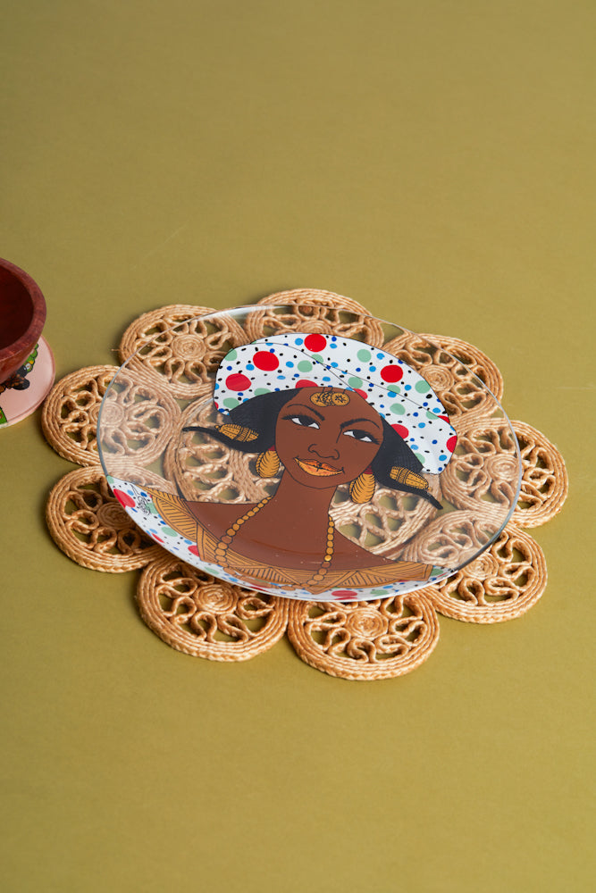 Dak Afro-chic glass Plate - Princess 1