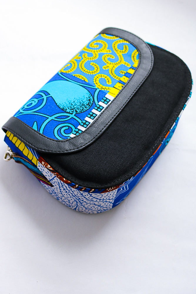 African print crossbody bag- Black Jute
