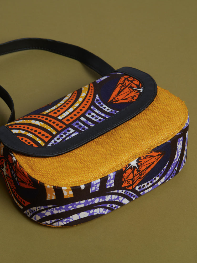African Print Crossbody bag- Yellow