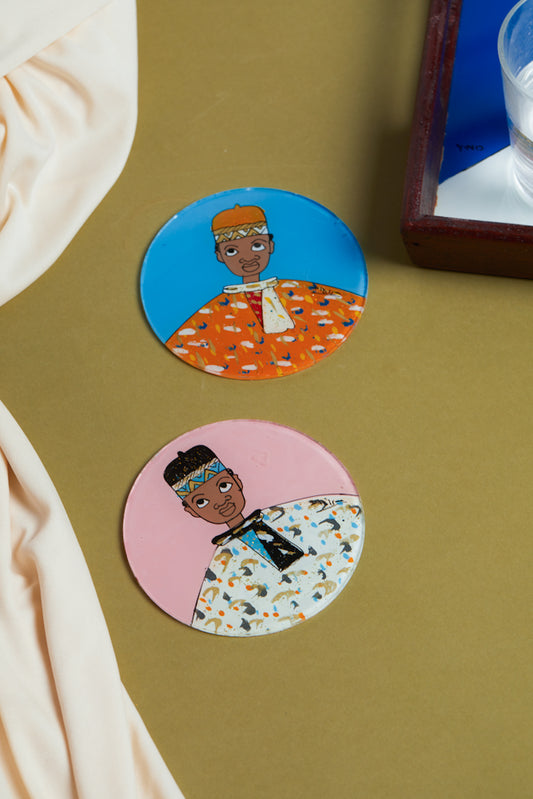 Dak Afro-chic glass coasters - The girl