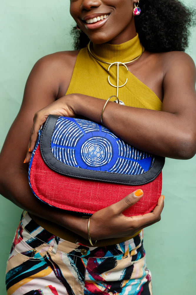 African print crossbody bag- Red Jute