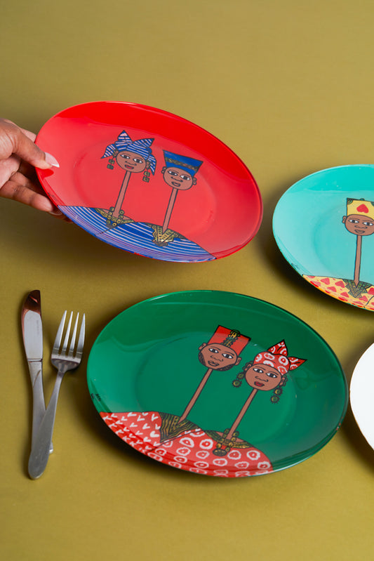 Dak Afro-chic glass Plate- Set of 4