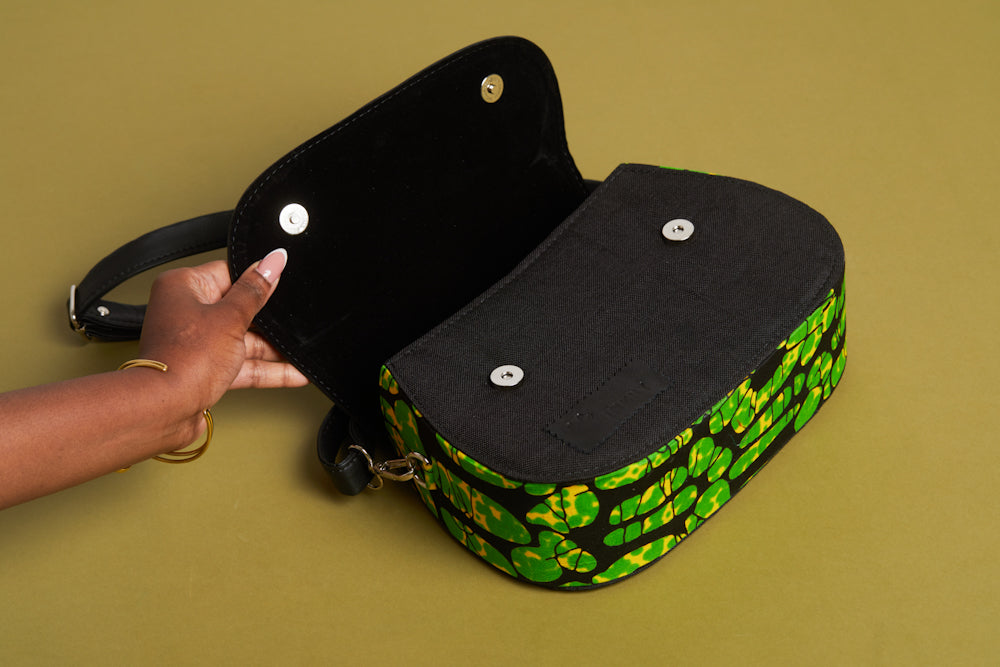 African Print Crossbody bag- Green Motifs