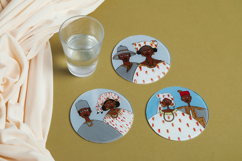 Dak Afro-chic glass coasters - Cool couple