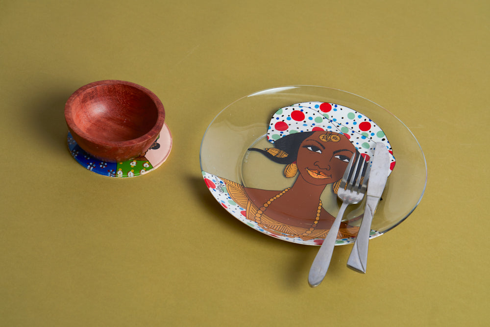 Dak Afro-chic glass Plate - Princess 1