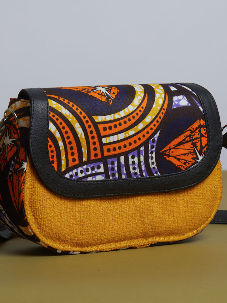 African Print Crossbody bag- Yellow