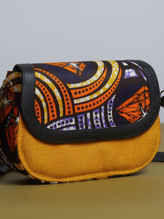 African Print Crossbody bag- Yellow