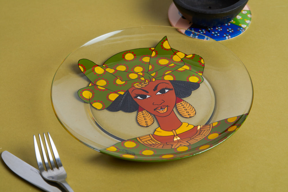 Dak Afro-chic glass Plate - Set of 2