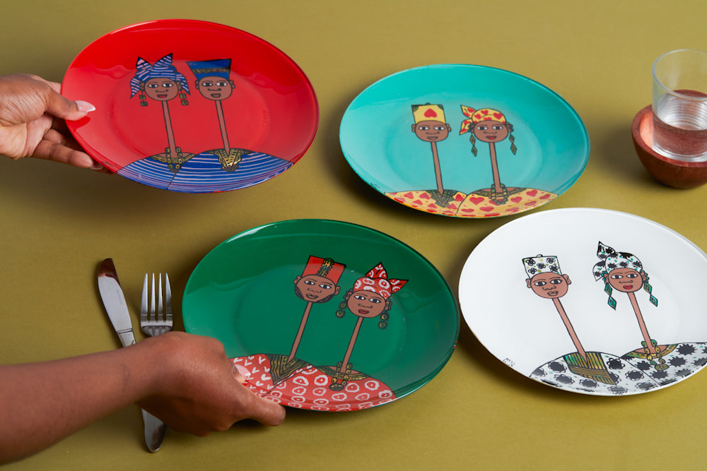 Dak Afro-chic glass Plate- Set of 4