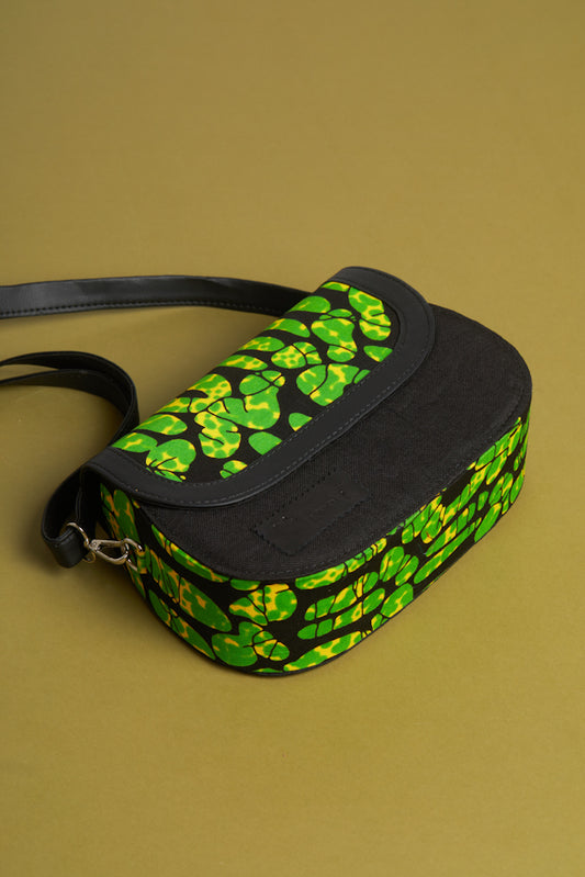 African Print Crossbody bag- Green Motifs - Cece Finery