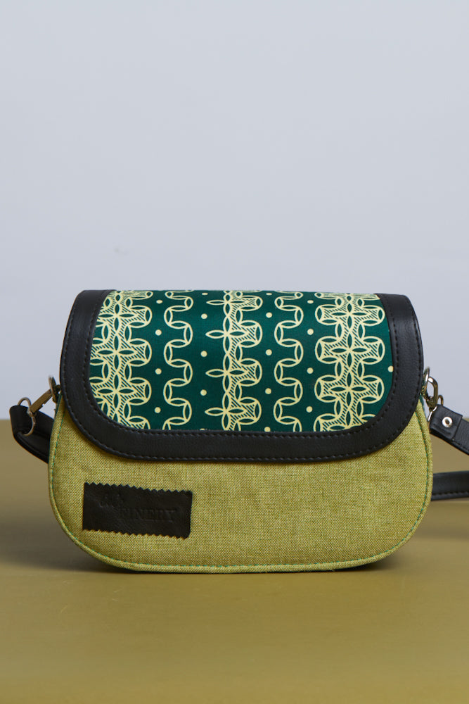 African Print Crossbody bag- Light Green